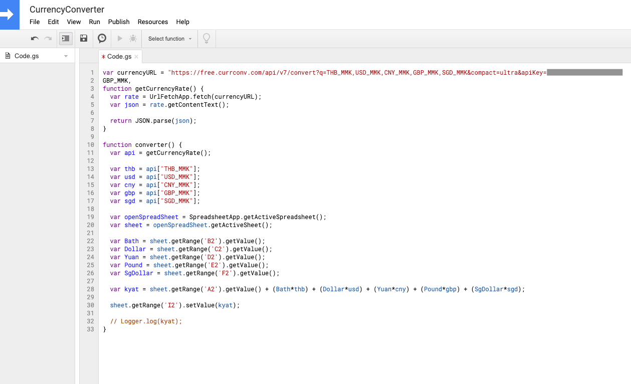 Code ใน Script Editor